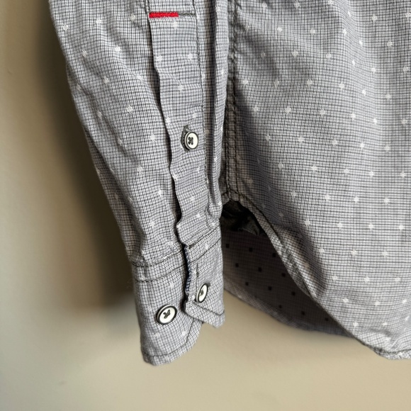 Thread & Cloth Mens Long Sleeve Mini Check Button Up Shirt Gray Y2K VTG Size Med - Picture 3 of 15